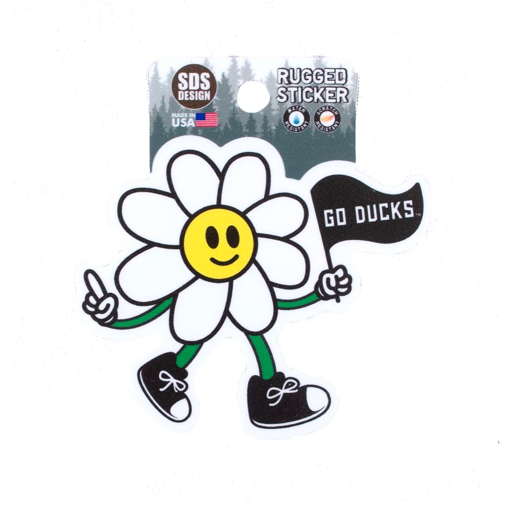 Go Ducks, White, Stickers, Home & Auto, 3.5", SDS Design, Walking Daisy design, Rugged, Pennant design, 949474